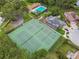 Overhead shot highlighting tennis courts, community pool, and other community features at 3673 Fremantle Dr, Palm Harbor, FL 34684