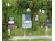 Aerial view of a single Gathering home with an in-ground pool and spacious lot in a residential neighborhood at 37331 Hickory Hill Ln, Dade City, FL 33525