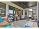 Covered patio with comfortable seating and a play area at 6129 Marsh Trail Dr, Odessa, FL 33556