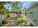 Backyard has storage shed, partially fenced yard, and access to the home and screened patio at 6601 13Th N St, St Petersburg, FL 33702