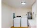 Well-equipped laundry room with washer, dryer, water heater, and white countertops at 9218 Memorial Hwy, Tampa, FL 33615