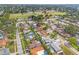 Aerial view of a neighborhood with houses, pools, greenery, and a large field in the background at 9309 120Th St, Seminole, FL 33772