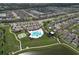 Overhead shot of the community highlighting the pool, tennis courts, playground, and scenic walking paths at 10308 Malvasia Ave, Riverview, FL 33578