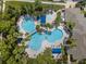 Aerial view of a resort-style swimming pool area, surrounded by palm trees, providing a luxurious outdoor experience at 12209 Glencliff Cir, Tampa, FL 33626