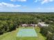 Aerial view of community basketball court with surrounding trees and landscape at 12209 Glencliff Cir, Tampa, FL 33626