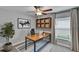 Home office with neutral walls, ceiling fan, desk, and window at 13187 Palmerston Rd, Riverview, FL 33579