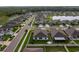 Aerial view of neighborhood featuring well-maintained homes and community pond at 15403 Wicked Strong St, Sun City Center, FL 33573