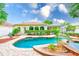 Gorgeous backyard oasis featuring a sparkling pool, lush greenery and a private setting at 1610 Stetson Dr, Wesley Chapel, FL 33543