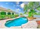 Inviting backyard swimming pool and spa surrounded by lush greenery and stone pavers at 1610 Stetson Dr, Wesley Chapel, FL 33543