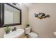 Charming powder room with decorative mirror and modern sink at 1710 Lago Vista Blvd, Palm Harbor, FL 34685