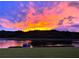 A sunset view over the trees, with the color reflecting in the lake at 1710 Lago Vista Blvd, Palm Harbor, FL 34685