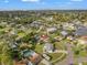 Aerial view shows home in a quiet neighborhood with mature trees and nearby waterways at 1720 Bayou Grande Ne Blvd, St Petersburg, FL 33703