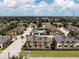 Aerial view showcasing the community amenities such as a pool and playground, all surrounded by lush landscaping at 2007 Searay Shore Dr, Clearwater, FL 33763