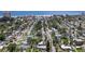 Excellent aerial view of the house nestled in a peaceful neighborhood with a glimpse of the ocean at 257 43Rd Ave, St Pete Beach, FL 33706