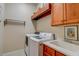 Efficient laundry room with modern washer/dryer, sink, and storage for a convenient home chore experience at 3895 Mimosa Pl, Palm Harbor, FL 34685