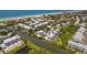 Aerial view of waterfront homes and canals with boats docked in the backyard and beach nearby at 601 2Nd St, Indian Rocks Beach, FL 33785