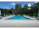 Beautiful community pool surrounded by lounge chairs and lush landscaping at 70 Morning Dove Pl, Oldsmar, FL 34677