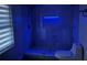 Modern bathroom featuring a luxurious glass shower with stylish blue lighting at 2306 S Valrico Rd, Valrico, FL 33596