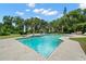 A sparkling in-ground pool surrounded by lush greenery, creating a private and serene backyard retreat at 2306 S Valrico Rd, Valrico, FL 33596