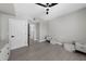 Bedroom featuring wood floors, modern furnishings, and a minimalist design at 345 Bayshore Blvd # 508, Tampa, FL 33606