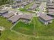 Aerial view of the large green backyard with white fence and landscaping at 34797 Rainville Loop, Zephyrhills, FL 33541
