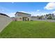 Lush backyard featuring a well maintained lawn with privacy fence surrounding the perimeter at 34797 Rainville Loop, Zephyrhills, FL 33541