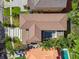 An aerial view of a beautiful home, showcasing its roof, backyard pool, landscaping, and surrounding neighborhood at 443 Lucerne Ave, Tampa, FL 33606