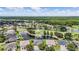 An aerial view shows beautiful houses surrounding a pond and golf course in a well-planned community at 5141 Riva Ridge Dr, Wesley Chapel, FL 33544