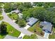 An aerial view of a well-maintained neighborhood showcasing lush landscaping and attractive single-Gathering homes at 8405 Divot Way, Port Richey, FL 34668