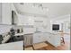 White kitchen featuring stainless steel appliances, tile backsplash, and a peninsula for seating at 9000 Bay Ne St, St Petersburg, FL 33702