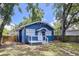 Charming blue craftsman home with a quaint front porch and stepping stones leading to the entrance at 1019 E Mohawk Ave, Tampa, FL 33604