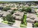 Aerial view of neighborhood with landscaped yards, mature trees, and well-maintained lawns at 1342 Salmonberry St, Wesley Chapel, FL 33543