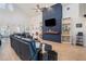Spacious living room with high ceilings, stylish decor, and ample natural light at 1342 Salmonberry St, Wesley Chapel, FL 33543
