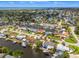 Scenic aerial view showcasing a waterfront home with dock access in a beautiful neighborhood setting at 1424 47Th Ne Ave, St Petersburg, FL 33703