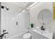 Bright bathroom featuring a shower/tub combo, sleek fixtures, and a contemporary design for a modern experience at 2460 Northside Dr # 802, Clearwater, FL 33761