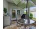 Covered outdoor patio area with furniture and a ceiling fan overlooking the garden at 3101 Beaver Pond Trl, Valrico, FL 33596