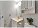 Updated bathroom features modern vanity, lighting, and decorative plant at 4215 E Bay Dr # 1801E, Clearwater, FL 33764