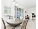 Bright dining space with a round table and chairs, complemented by natural light from the window at 8174 Wheat Stone Dr, Zephyrhills, FL 33540