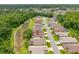 An aerial view shows the homes in a lovely, well-maintained neighborhood with lush landscaping and green spaces at 9751 Conservation Dr, New Port Richey, FL 34655