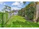 The well-maintained lawn shows the backyard privacy with a glimpse of the screened-in pool at 1443 54Th Ne Ave, St Petersburg, FL 33703