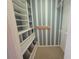 This is a closet with custom shelving, striped walls, and open storage at 1015 Windton Oak Dr, Ruskin, FL 33570