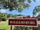 The entrance sign to the Williamsburg Community at 1025 82Nd N Ter # 1025D, St Petersburg, FL 33702