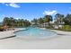 Beautiful community pool surrounded by lush landscaping and swaying palm trees on a clear day at 12004 Legacy Bright St, Riverview, FL 33578