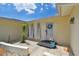 Inviting front entrance with decorative wreath, beautiful accents, and pleasant landscaping at 1270 Inverness, Dunedin, FL 34698