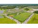 A captivating aerial view of a Primary-planned community with sports fields and green spaces at 12862 Rangeland Blvd, Odessa, FL 33556