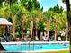 Resort-style pool area lined with palm trees, lounge chairs and families swimming at 12862 Rangeland Blvd, Odessa, FL 33556