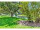 Picturesque pond featuring a fountain, mature trees, ducks, and plenty of shade at 14130 Rosemary Ln # 3202, Largo, FL 33774