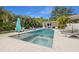 Beautiful backyard pool with modern lounge chairs, umbrellas, and an outdoor kitchen at 1650 22Nd N Ave, St Petersburg, FL 33713