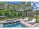 Relaxing in-ground pool and jacuzzi are surrounded by lush landscaping at 26972 Evergreen Chase Dr, Wesley Chapel, FL 33544