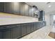 Kitchen featuring gray cabinets, modern appliances, and ample counter space at 33075 Kateland Dr, Wesley Chapel, FL 33545